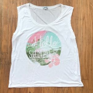 graphic white tank top